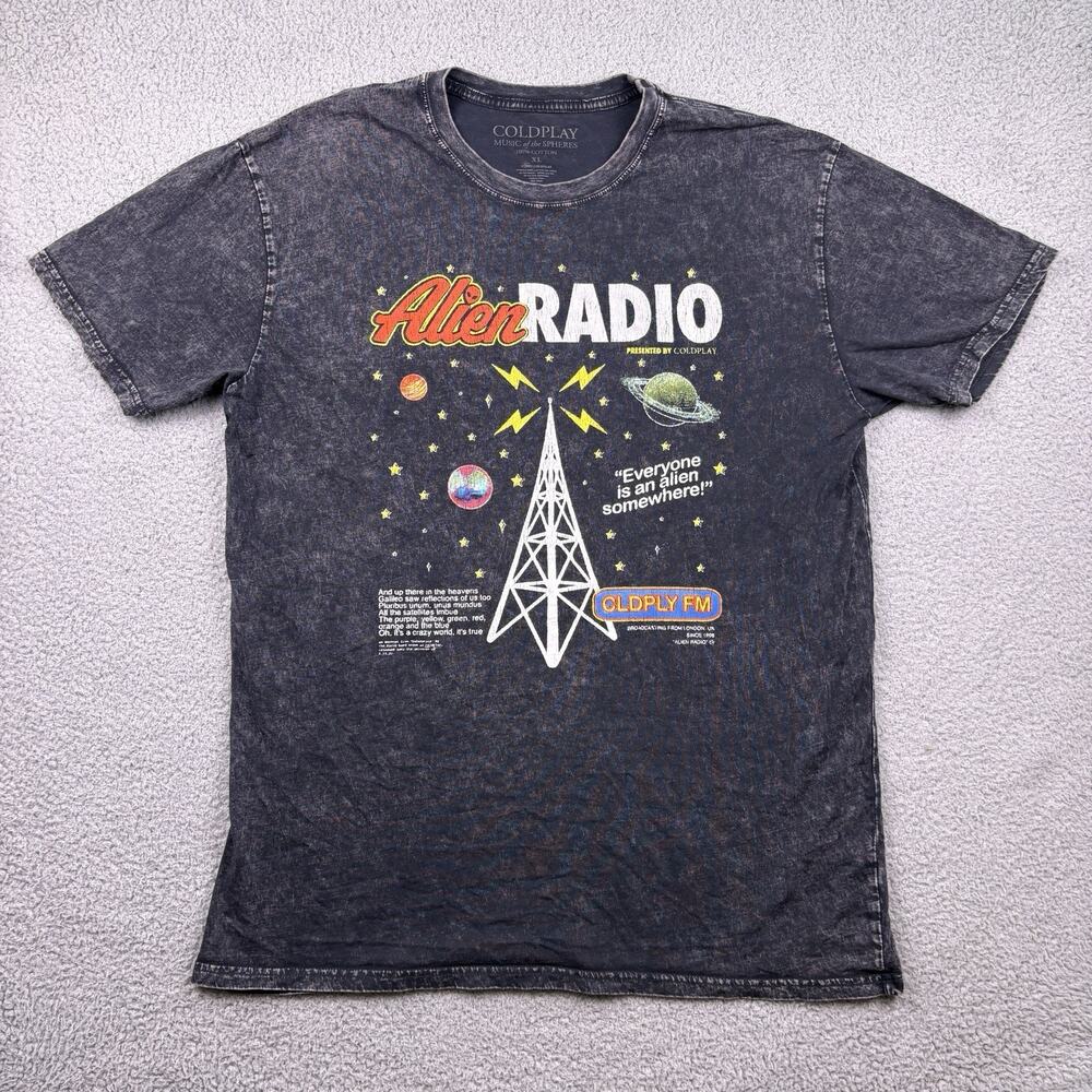 Coldplay Shirt Mens XL Alien Radio Music Of The Spheres Tour Merch Short Sleeve